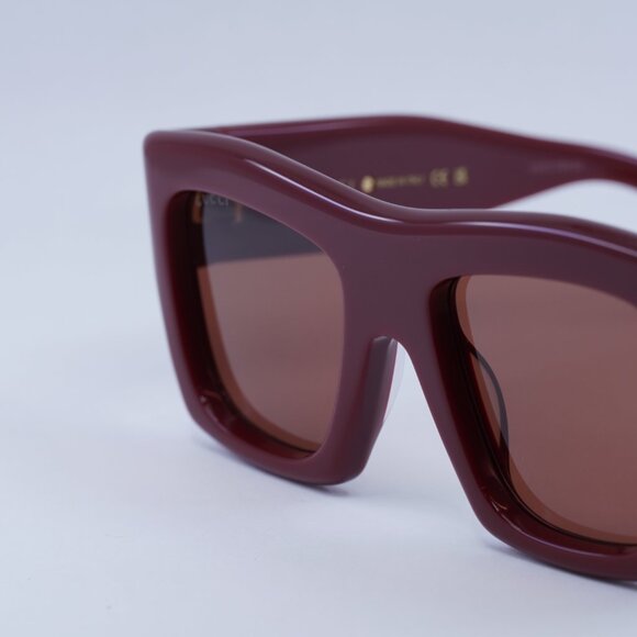 Gucci GG1772S 003 Sunglasses Burgundy Square Frame, Brown Lenses main image 5
